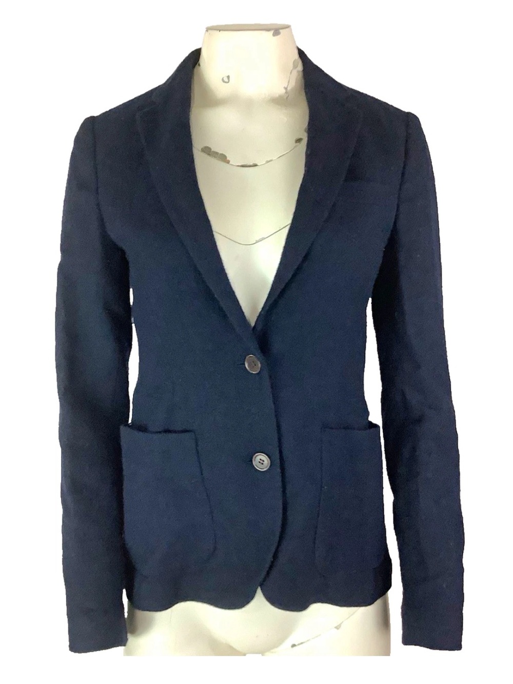UNIQLO Ines dela Fressange Sz S Wool Blend Button Business Office Blazer Blue